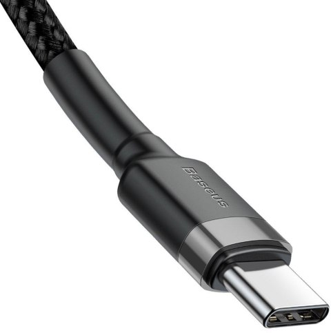 KABEL USB-C / USB-C Baseus Cafule CATKLF-HG1 200cm 60W 3A PD 2.0 QC 3.0 CZARNO-SZARY W OPLOCIE