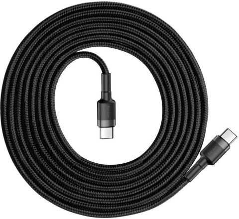 KABEL USB-C / USB-C Baseus Cafule CATKLF-HG1 200cm 60W 3A PD 2.0 QC 3.0 CZARNO-SZARY W OPLOCIE