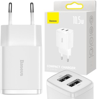 ŁADOWARKA SIECIOWA Baseus Compact Charger CCXJ010202 10.5W 2x USB-A BIAŁA