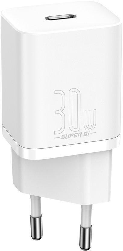 ŁADOWARKA SIECIOWA Baseus Super Si Quick Charger 1C CSUP-J02 30W 1x USB-C PD 3.0 QC 3.0 BIAŁA