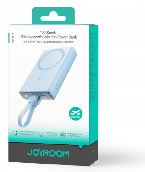 Powerbank Joyroom JR-PBM01 10000mAh 20W 1x USB-C 2x Lightning niebieski + kabel