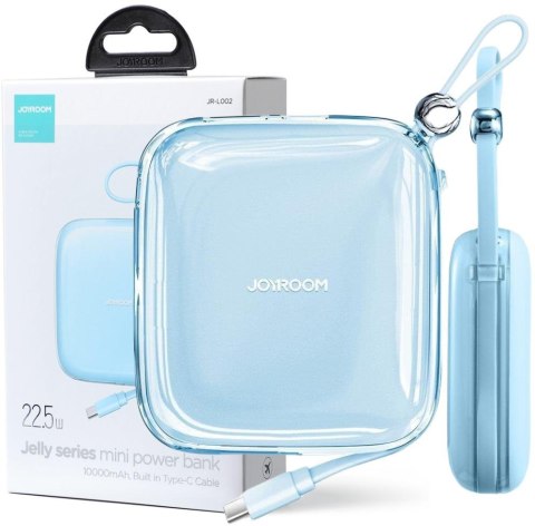 Powerbank Joyroom Jelly Series JR-L002 10000mAh 22.5W PD QC z kablem 1x USB-A 1x USB-C niebieski