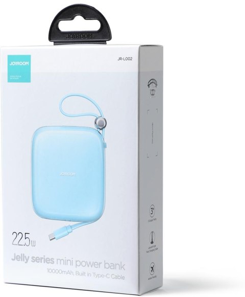 Powerbank Joyroom Jelly Series JR-L002 10000mAh 22.5W PD QC z kablem 1x USB-A 1x USB-C niebieski