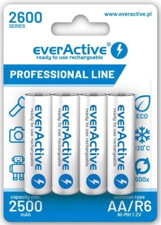 Akumulatorki AA / R6 Ni-MH everActive 2600mAh Professional Line (box 4 szt.)