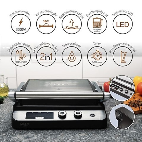 Grill elektryczny LED 2w1 Grill elektryczny LED 2w1