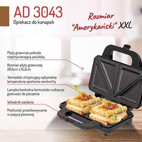 OPIEKACZ do Kanapek Tostów XXL Duży Solidny Toster Sandwich 1300W XXL Mocny