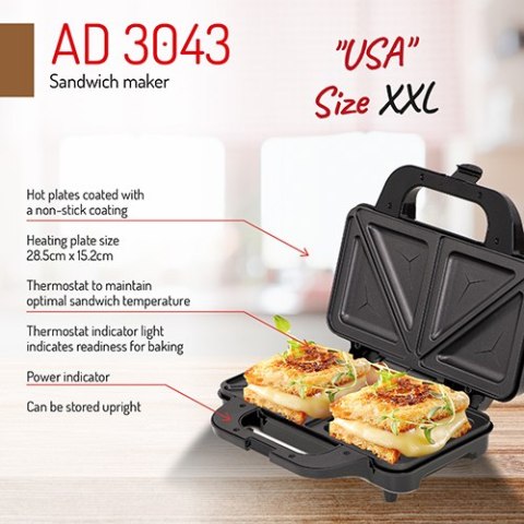 OPIEKACZ do Kanapek Tostów XXL Duży Solidny Toster Sandwich 1300W XXL Mocny