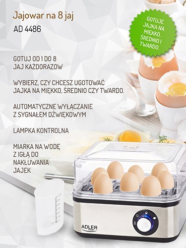 Jajowar - AUTOMATO DO GOTOWANIA JAJEK 8 sztuk 800W ADLER