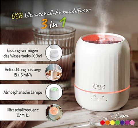 Ultradźwiękowy dyfuzor zapachowy USB 3w1 Ultradźwiękowy dyfuzor zapachowy USB 3w1