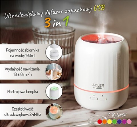 Ultradźwiękowy dyfuzor zapachowy USB 3w1 Ultradźwiękowy dyfuzor zapachowy USB 3w1