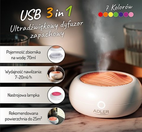 Ultradźwiękowy dyfuzor zapachowy USB 3w1 Ultradźwiękowy dyfuzor zapachowy USB 3w1