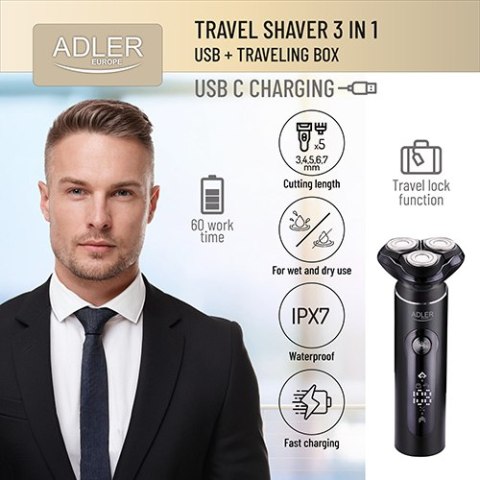 Golarka elektryczna 3 w 1 - USB + Etui Golarka elektryczna 3 w 1 - USB + Etui