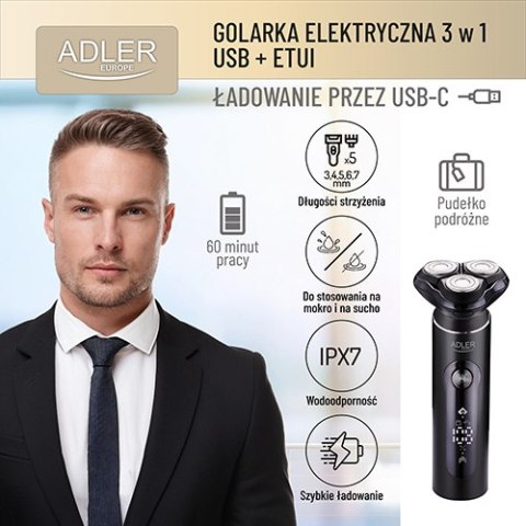 Golarka elektryczna 3 w 1 - USB + Etui Golarka elektryczna 3 w 1 - USB + Etui