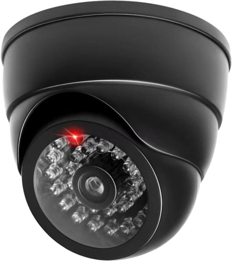 ATRAPA KAMERY CCTV MONITORING KAMERA KOPUŁKOWA DIODA IR LED CZARNA