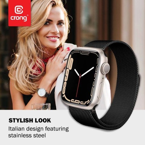 Crong Milano Steel - Pasek ze stali nierdzewnej do Apple Watch 38/40/41/42 mm (czarny) Crong Milano Steel - Pasek ze stali nierdzewnej do Apple Watch 38/40/41/42 mm (czarny)