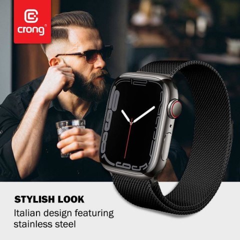 Crong Milano Steel - Pasek ze stali nierdzewnej do Apple Watch 38/40/41/42 mm (czarny) Crong Milano Steel - Pasek ze stali nierdzewnej do Apple Watch 38/40/41/42 mm (czarny)