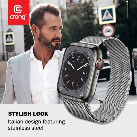 Crong Milano Steel - Pasek ze stali nierdzewnej do Apple Watch 44/45/46/49 mm (srebrny) Crong Milano Steel - Pasek ze stali nierdzewnej do Apple Watch 44/45/46/49 mm (srebrny)