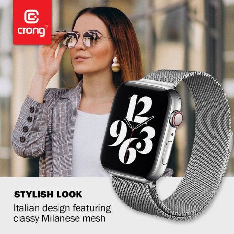 Crong Milano Steel - Pasek ze stali nierdzewnej do Apple Watch 44/45/46/49 mm (srebrny) Crong Milano Steel - Pasek ze stali nierdzewnej do Apple Watch 44/45/46/49 mm (srebrny)
