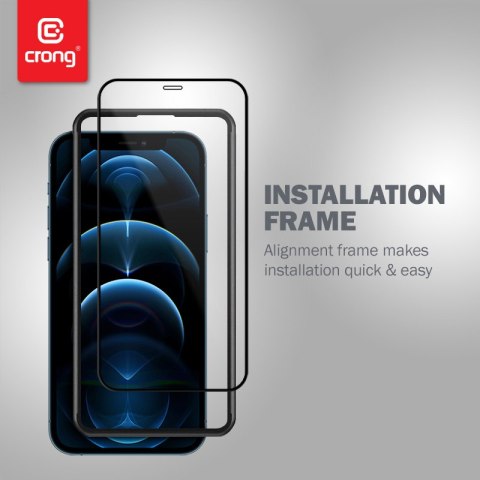 Crong Anti-Bacterial 3D Armour Glass - Szkło hartowane 9H na cały ekran iPhone 12 Pro Max + ramka instalacyjna Crong Anti-Bacterial 3D Armour Glass - Szkło hartowane 9H na cały ekran iPhone 12 Pro Max + ramka instalacyjna