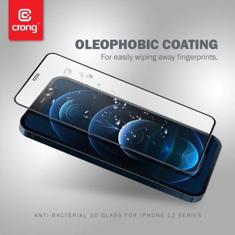 Crong Anti-Bacterial 3D Armour Glass - Szkło hartowane 9H na cały ekran iPhone 12 Pro Max + ramka instalacyjna Crong Anti-Bacterial 3D Armour Glass - Szkło hartowane 9H na cały ekran iPhone 12 Pro Max + ramka instalacyjna