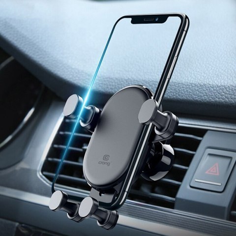 Crong Gravity Auto-Lock Car Holder - Uchwyt samochodowy grawitacyjny do telefonu 4,7"-6,5" (czarny)