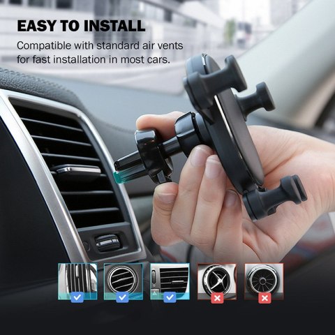 Crong Gravity Auto-Lock Car Holder - Uchwyt samochodowy grawitacyjny do telefonu 4,7"-6,5" (czarny)