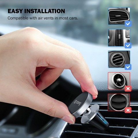 Crong Magnetic Smart Car Holder - Magnetyczny uchwyt samochodowy do telefonu (czarny)