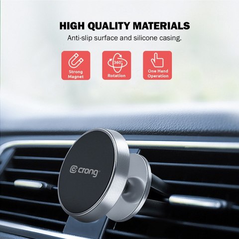 Crong Magnetic Smart Car Holder - Magnetyczny uchwyt samochodowy do telefonu (czarny)