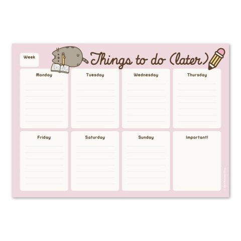 Pusheen - Planner tygodniowy na biurko z kolekcji Rose 54 kartki