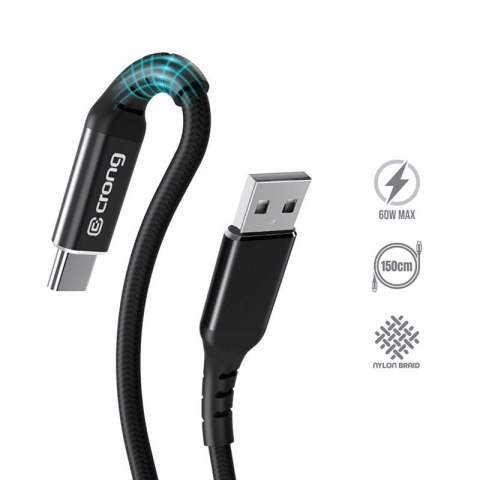 Crong Armor Link - Kabel 60W 3A USB-A do USB-C Power Delivery Fast Charging 150cm (czarny) Crong Armor Link - Kabel 60W 3A USB-A do USB-C Power Delivery Fast Charging 150cm (czarny)
