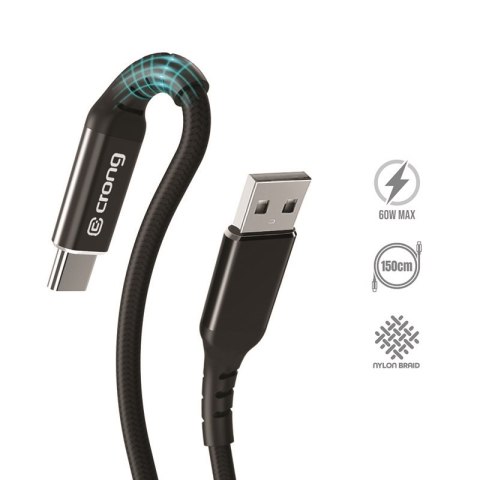 Crong Armor Link - Kabel 60W 3A USB-A do USB-C Power Delivery Fast Charging 150cm (czarny) Crong Armor Link - Kabel 60W 3A USB-A do USB-C Power Delivery Fast Charging 150cm (czarny)
