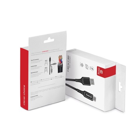 Crong Armor Link - Kabel 60W 3A USB-A do USB-C Power Delivery Fast Charging 150cm (czarny) Crong Armor Link - Kabel 60W 3A USB-A do USB-C Power Delivery Fast Charging 150cm (czarny)