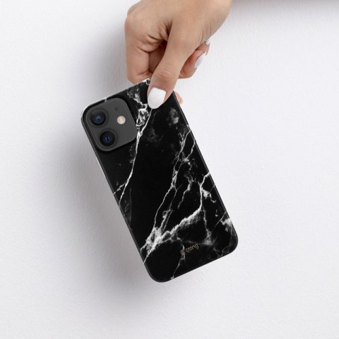 Crong Marble Case - Etui iPhone 12 Mini (czarny)