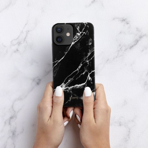 Crong Marble Case - Etui iPhone 12 Mini (czarny)