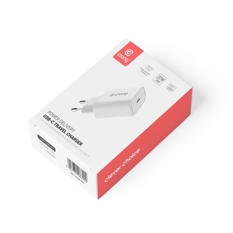 Crong USB-C Travel Charger - Ładowarka sieciowa USB-C Power Delivery 20W (biały)