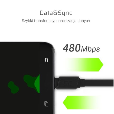 Green Cell GCmatte - Kabel Przewód USB-C 25 cm z obsługą szybkiego ładowania