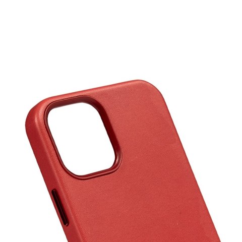 Crong Essential Cover - Etui ze skóry ekologicznej iPhone 12 / iPhone 12 Pro (czerwony)