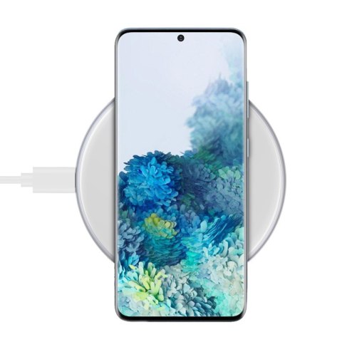 Crong PowerSpot Fast Wireless Charger - Aluminiowa ładowarka bezprzewodowa Qi 15W USB-C z powłoką ze szkła hartowanego (Silver W