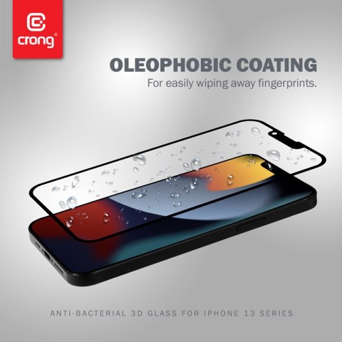 Crong Anti-Bacterial 3D Armour Glass - Szkło hartowane 9H na cały ekran iPhone 13 mini + ramka instalacyjna