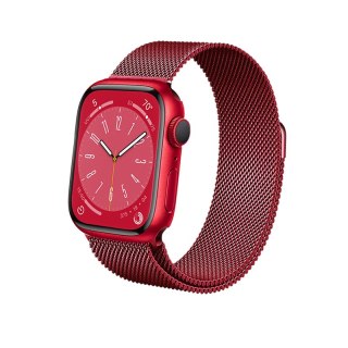 Crong Milano Steel - Pasek ze stali nierdzewnej do Apple Watch 38/40/41/42 mm (czerwony)