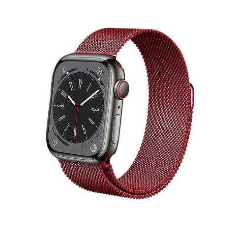 Crong Milano Steel - Pasek ze stali nierdzewnej do Apple Watch 38/40/41/42 mm (czerwony)