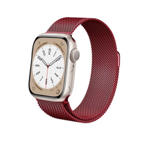 Crong Milano Steel - Pasek ze stali nierdzewnej do Apple Watch 38/40/41/42 mm (czerwony)