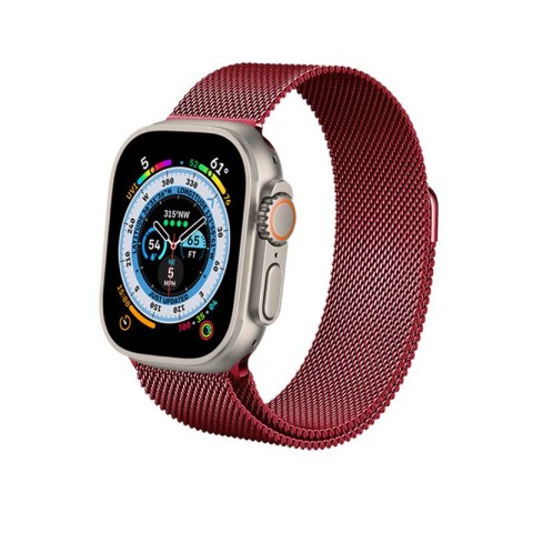 Crong Milano Steel - Pasek ze stali nierdzewnej do Apple Watch 38/40/41/42 mm (czerwony)