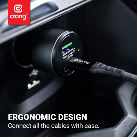 Crong Power Car Charger 63W - Ładowarka samochodowa USB-C PD 45W + USB QC 3.0 18W (czarny)