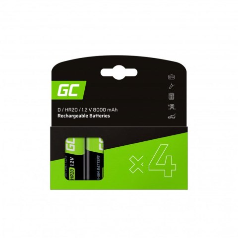 Green Cell - Baterie Akumulatorki 4x D R20 HR20 Ni-MH 1.2V 8000 mAh