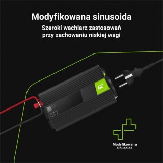 Green Cell - Przetwornica napięcia Inwerter 24V na 230V 500W/1000W Modyfikowana sinusoida