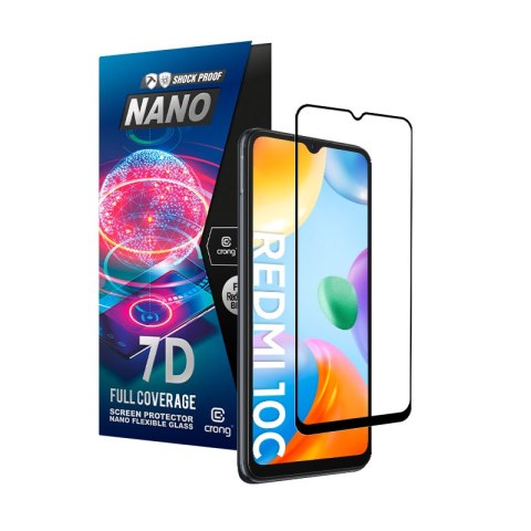 Crong 7D Nano Flexible Glass - Niepękające szkło hybrydowe 9H na cały ekran Xiaomi Redmi 10C Crong 7D Nano Flexible Glass - Niepękające szkło hybrydowe 9H na cały ekran Xiaomi Redmi 10C