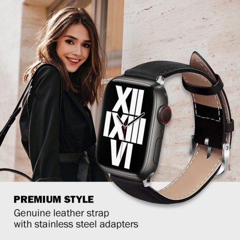 Crong Noble Band - Pasek z naturalnej skóry do Apple Watch 44/45/46/49 mm (Black Noir) Crong Noble Band - Pasek z naturalnej skóry do Apple Watch 44/45/46/49 mm (Black Noir)