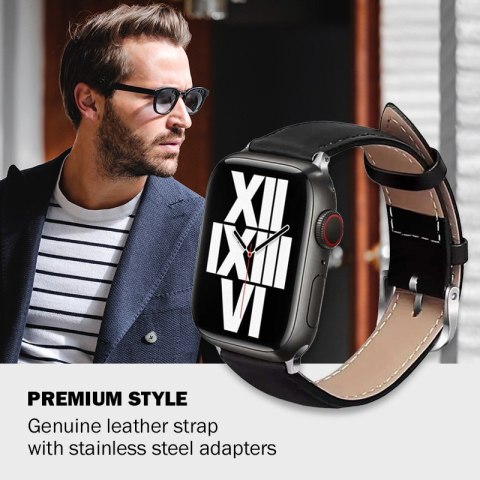 Crong Noble Band - Pasek z naturalnej skóry do Apple Watch 44/45/46/49 mm (Black Noir) Crong Noble Band - Pasek z naturalnej skóry do Apple Watch 44/45/46/49 mm (Black Noir)