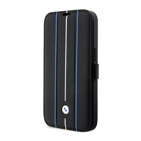 BMW Booktype Leather Stamp Blue Lines - Etui iPhone 14 Pro (czarny) BMW Booktype Leather Stamp Blue Lines - Etui iPhone 14 Pro (czarny)